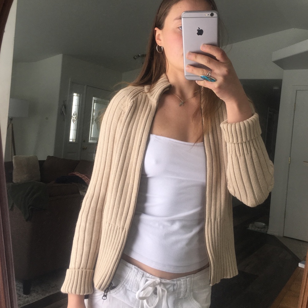 Tommy Hilfiger Tan Zip Sweater